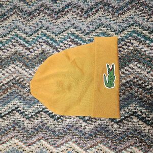 Lacoste Mustard Yellow Crocodile Beanie
